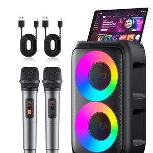 Portable Bluetooth Speaker with Microphones - Black